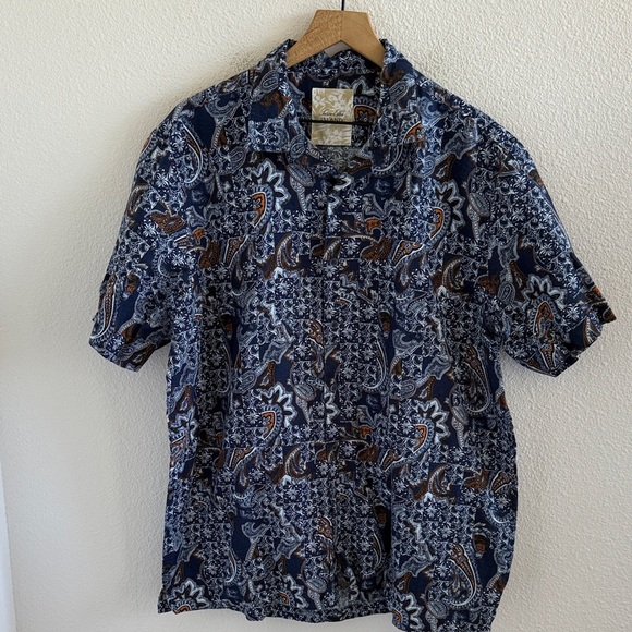 Tasso Elba Island Linen Cotton Paisley Front Button Shirt XL - Picture 1 of 6